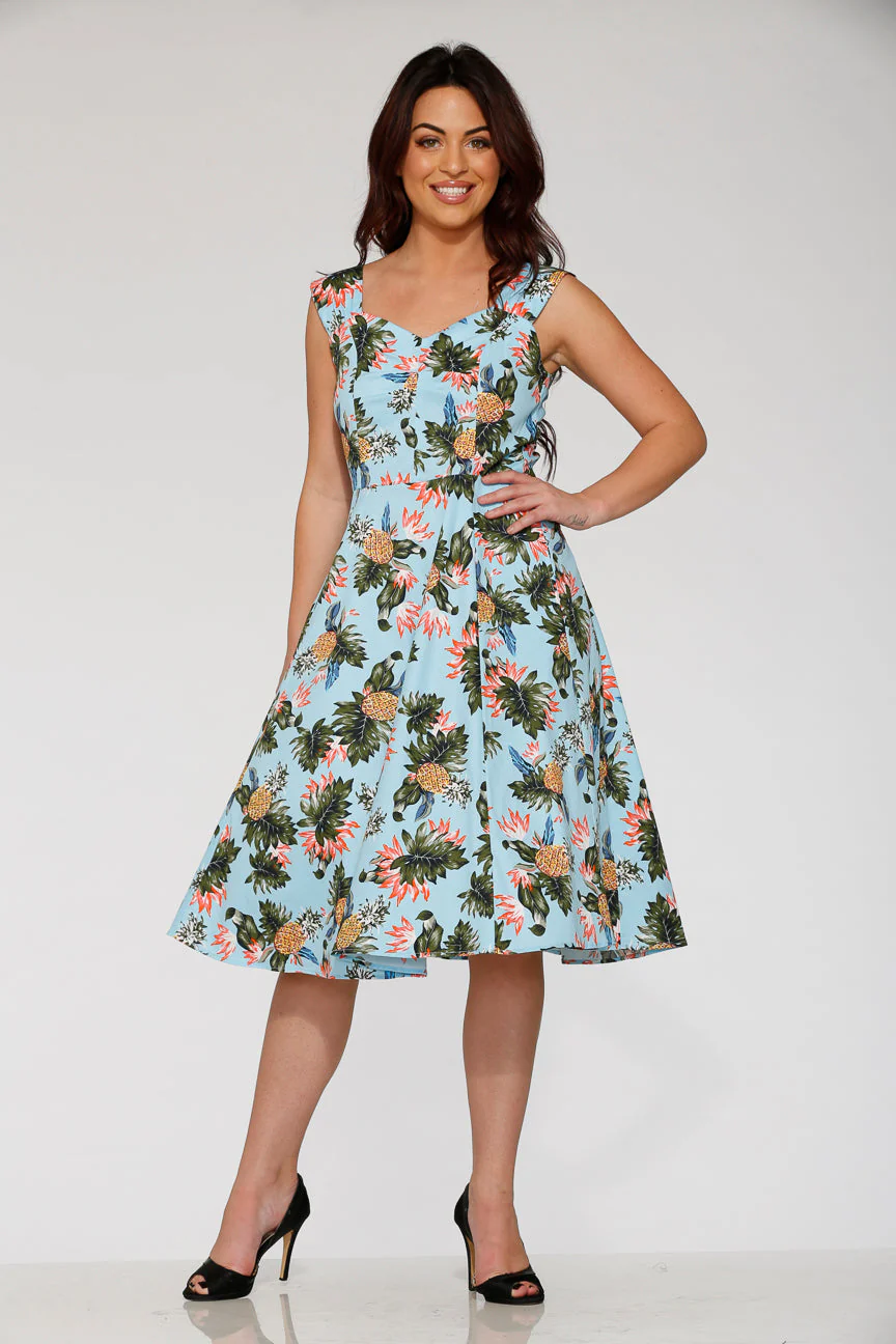 Light Blue Hawaiian Swing Dress - Image 5