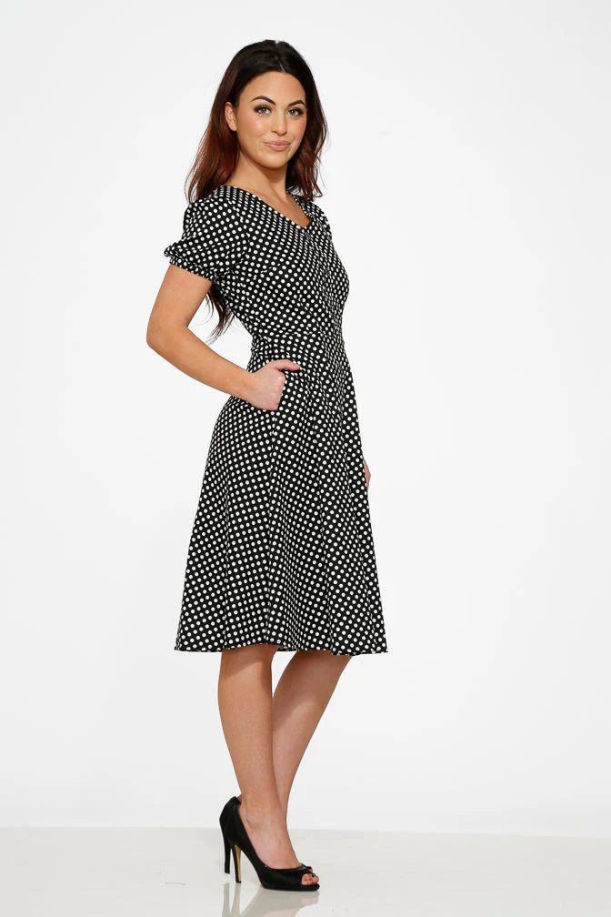 Dolly Dotty Swing Dress in Black - Image 6