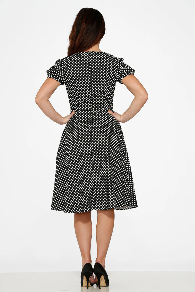 Dolly Dotty Swing Dress in Black - Image 7