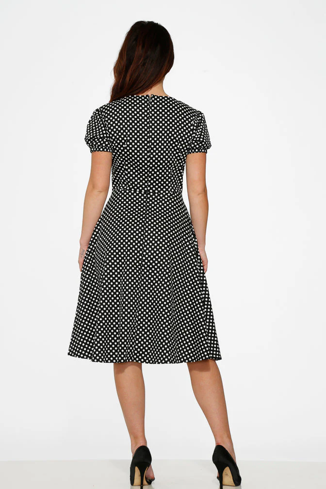 Dolly Dotty Swing Dress in Black - Image 8
