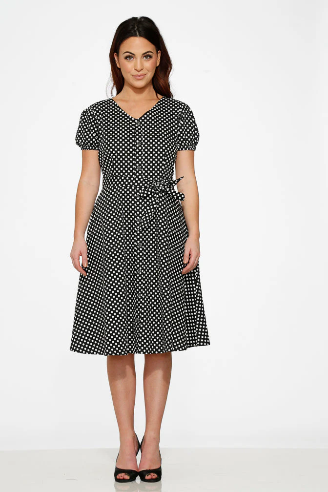 Dolly Dotty Swing Dress in Black - Image 9