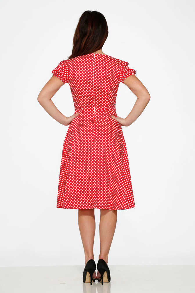 Dolly Dotty Swing Dress in Red - Image 7