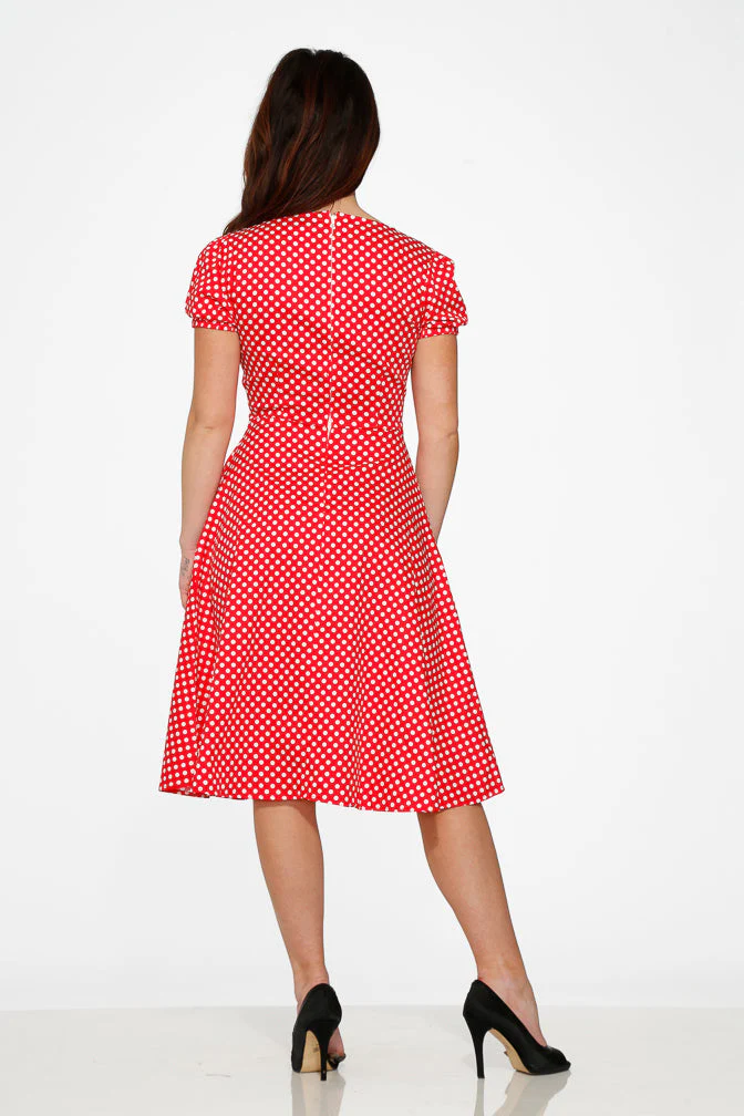 Dolly Dotty Swing Dress in Red - Image 8