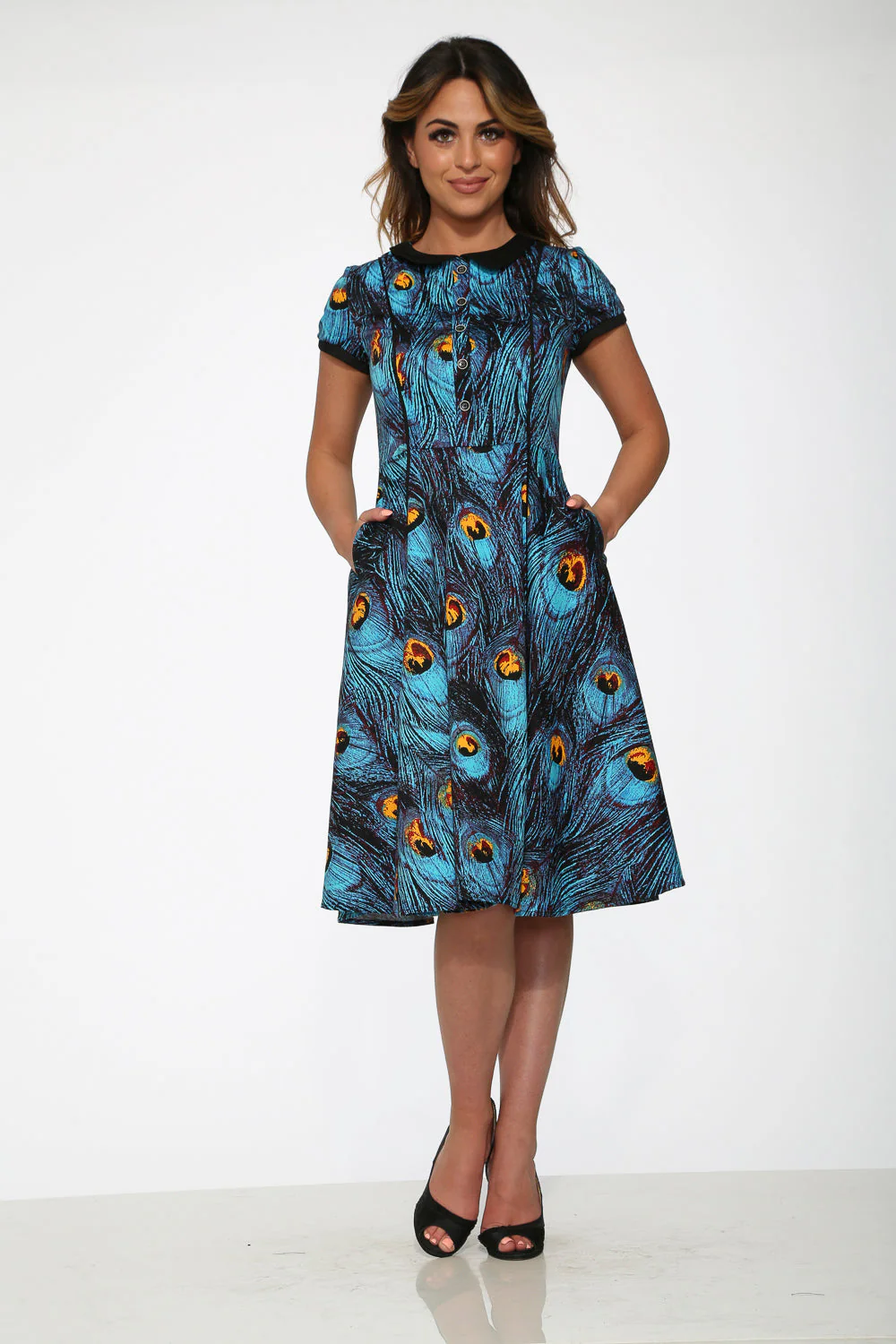 Blue Peacock Swing Dress - Image 2