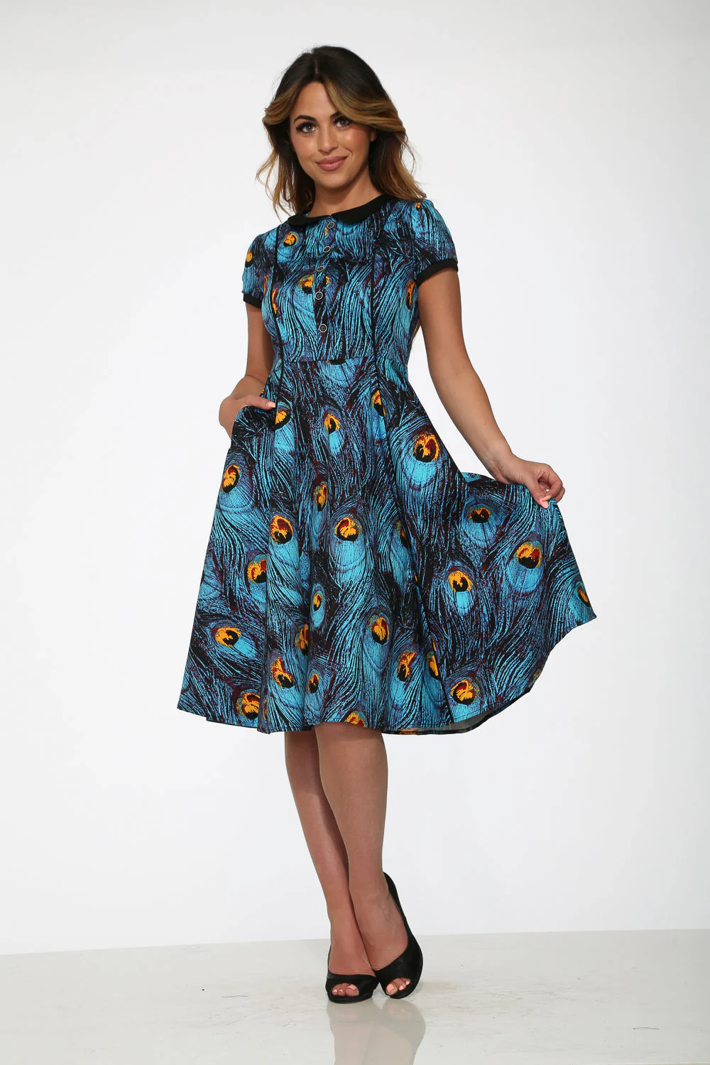 Blue Peacock Swing Dress - Image 3
