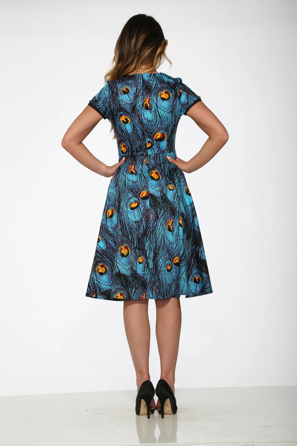 Blue Peacock Swing Dress - Image 4