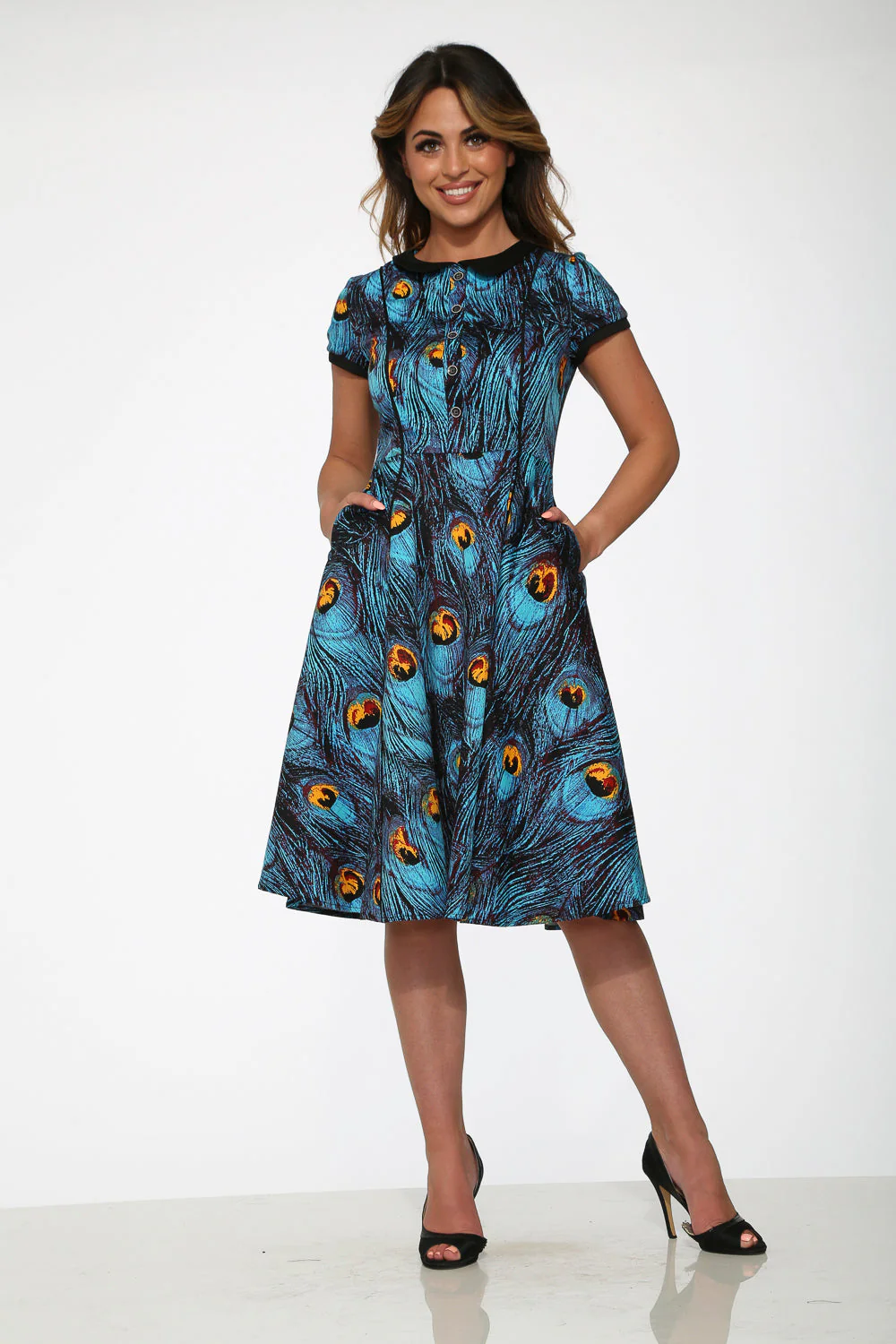 Blue Peacock Swing Dress - Image 5