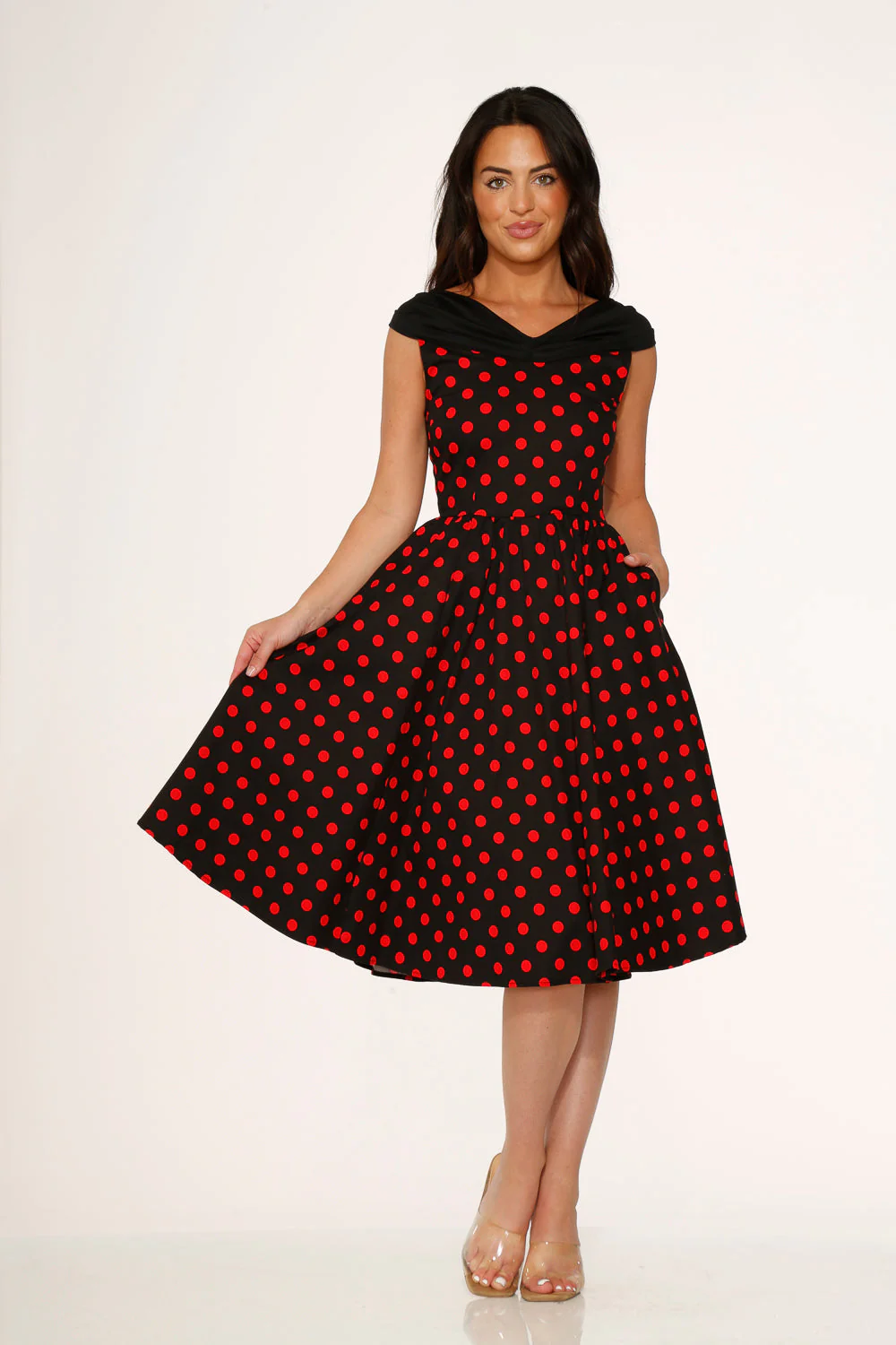 Black & Red Polka Dot Swing Dress - Image 3