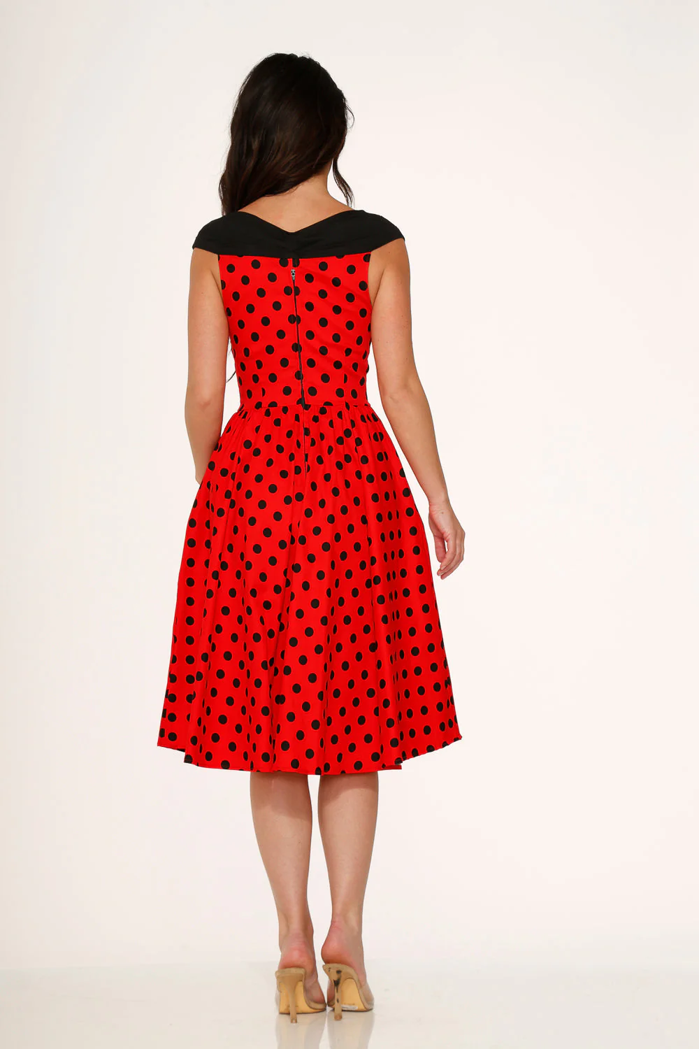 Red & Black Polka Dot Swing Dress - Image 5