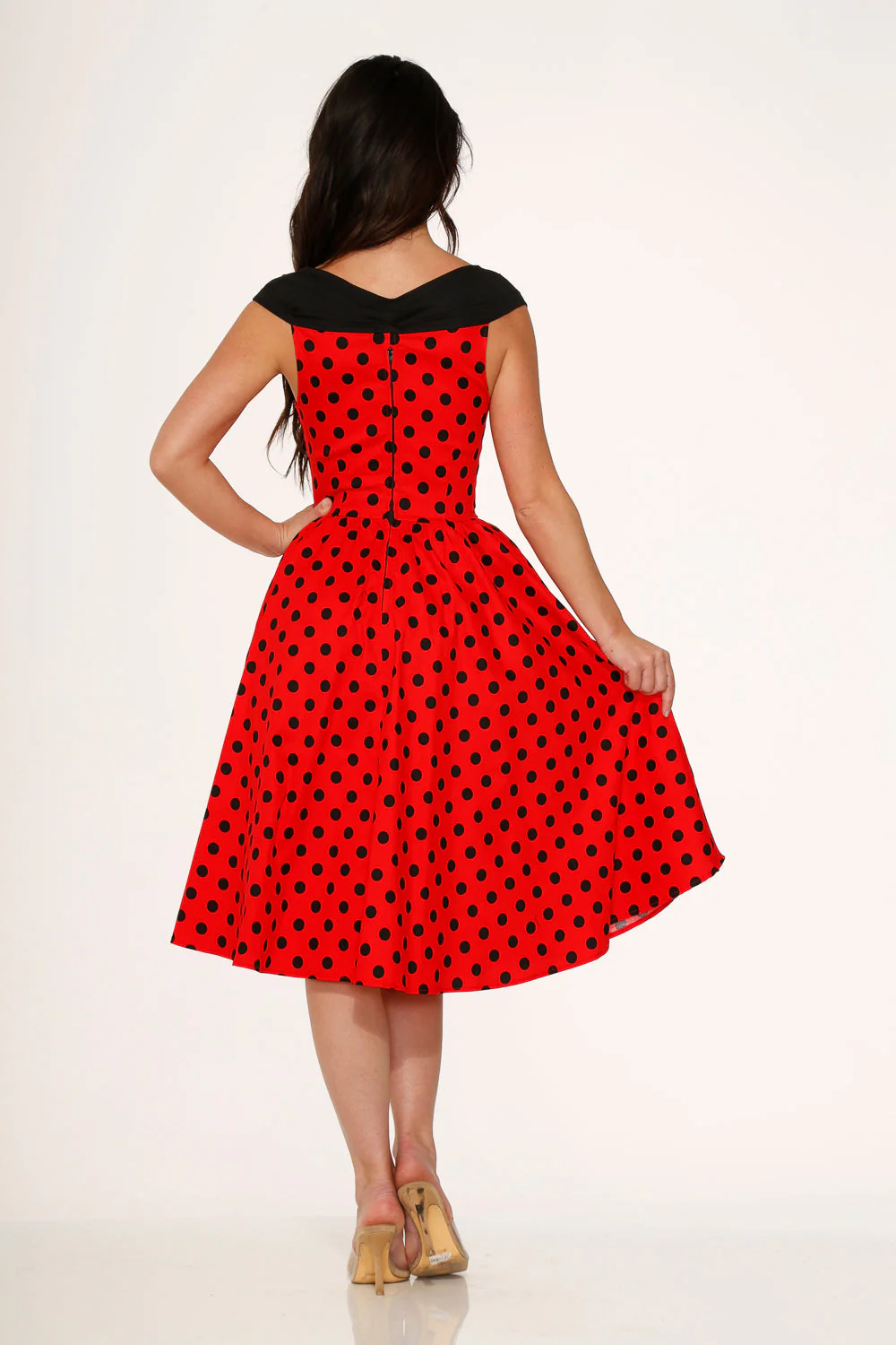 Red & Black Polka Dot Swing Dress - Image 6