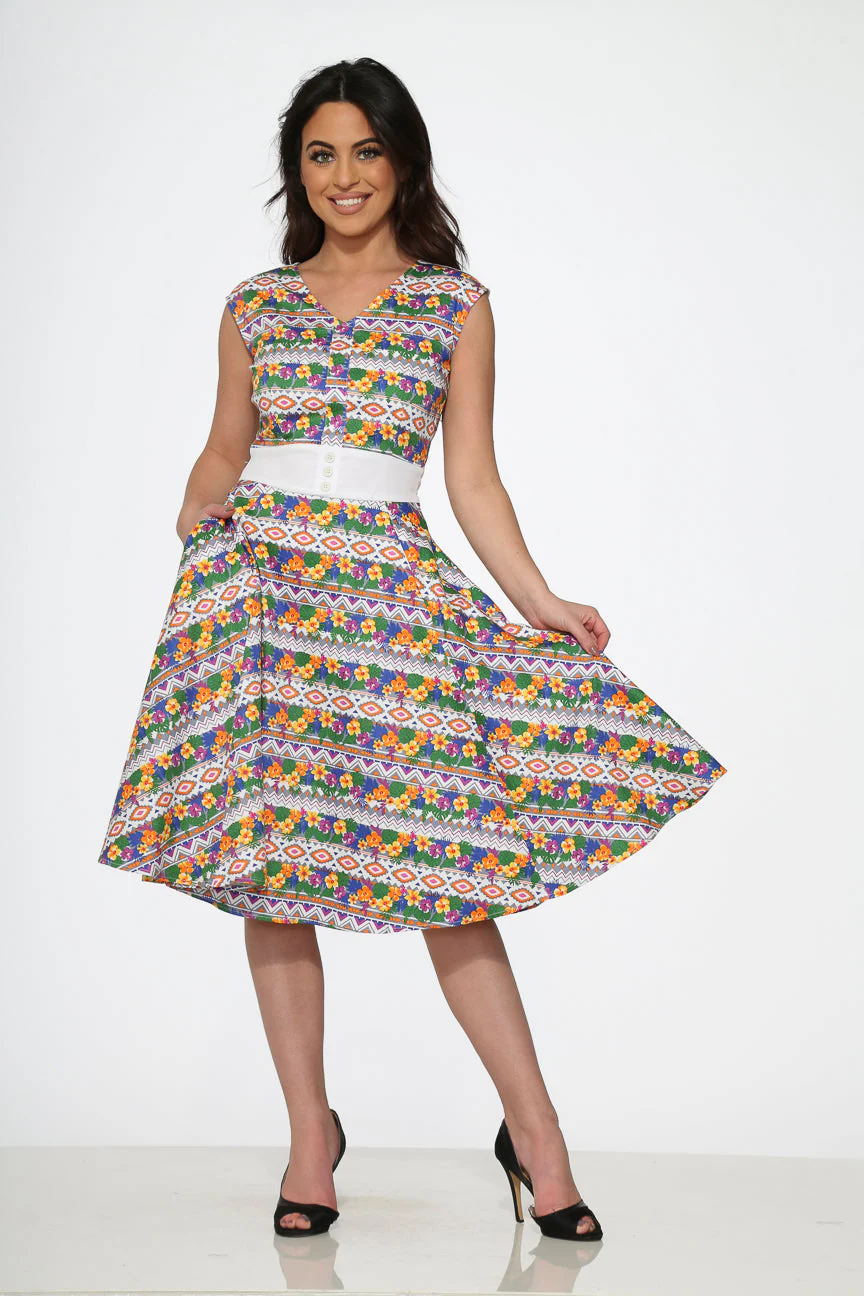 Purple Floral Swing Dress