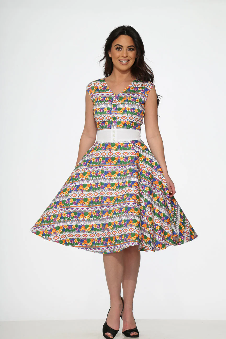 Purple Floral Swing Dress - Image 6