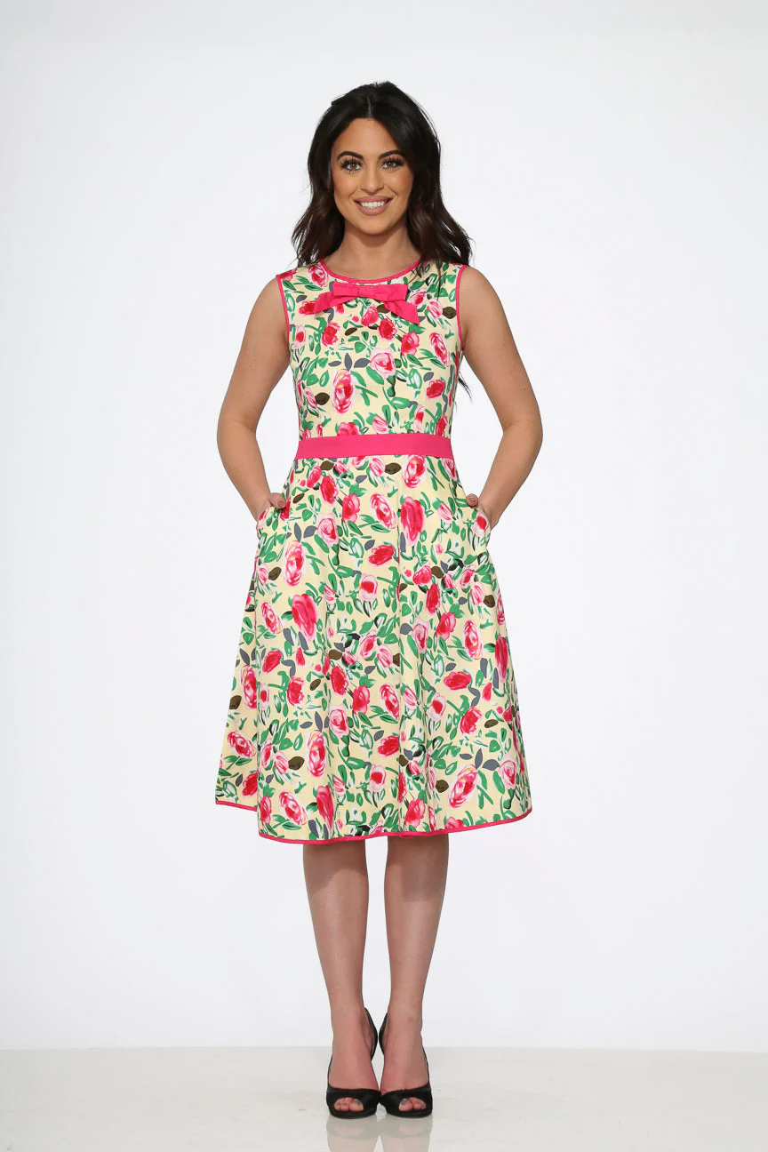 Yellow and Red Rose Swing Dress - Image 2