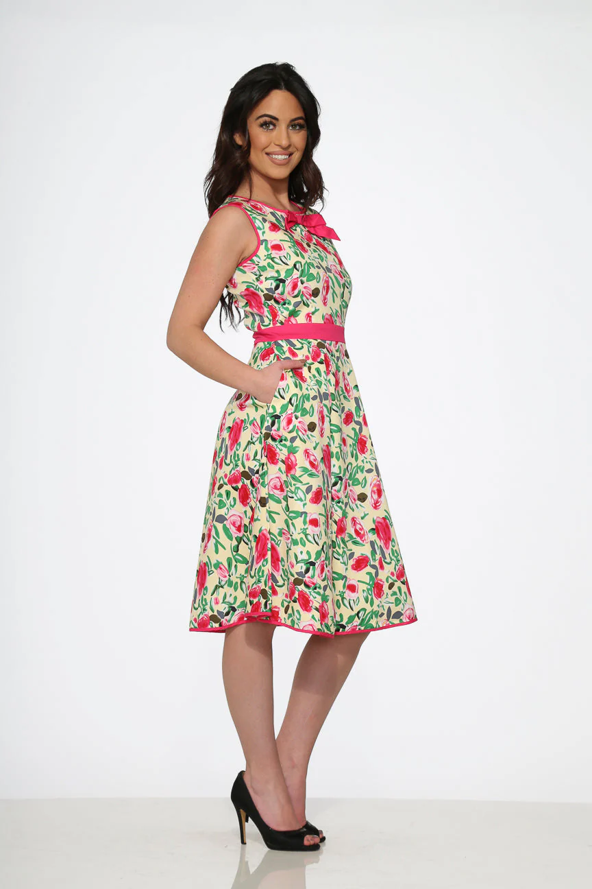 Yellow and Red Rose Swing Dress - Image 5
