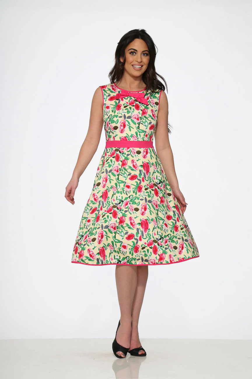 Yellow and Red Rose Swing Dress - Image 6