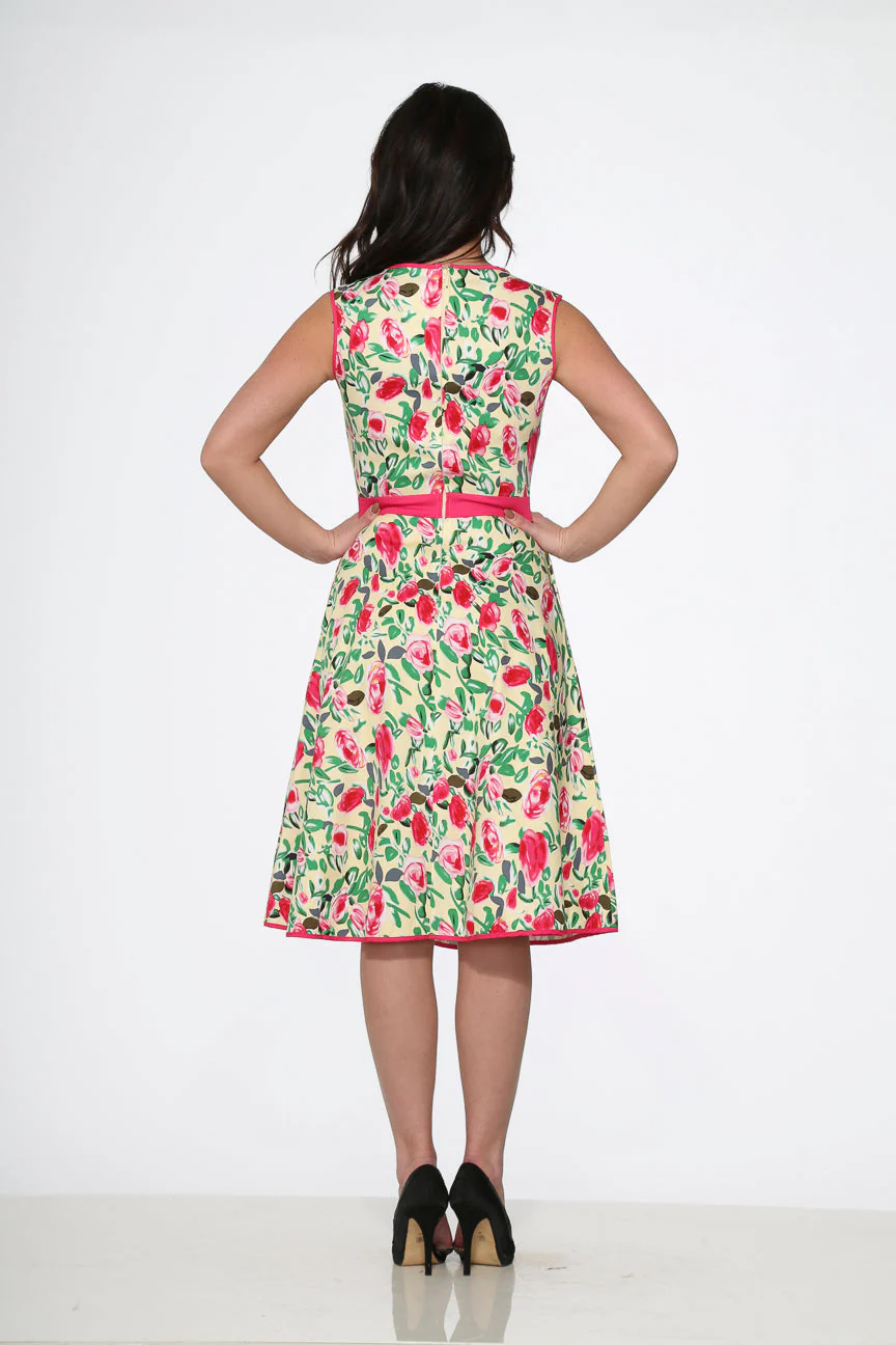 Yellow and Red Rose Swing Dress - Image 8