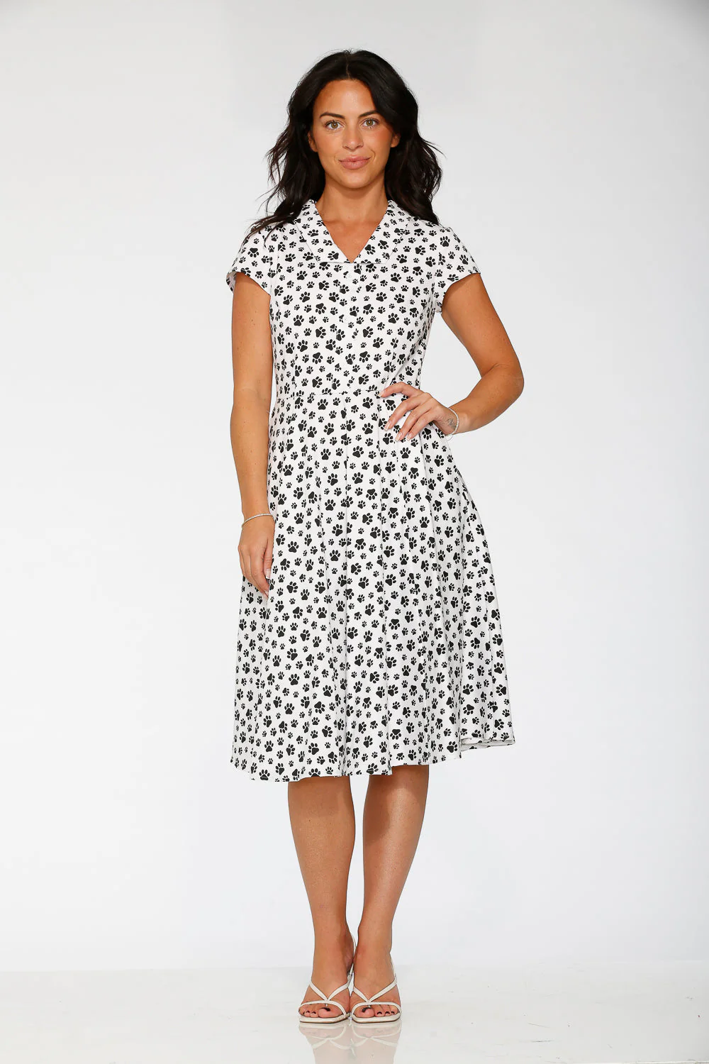 Cat Paw Swing Dress in White - Image 2