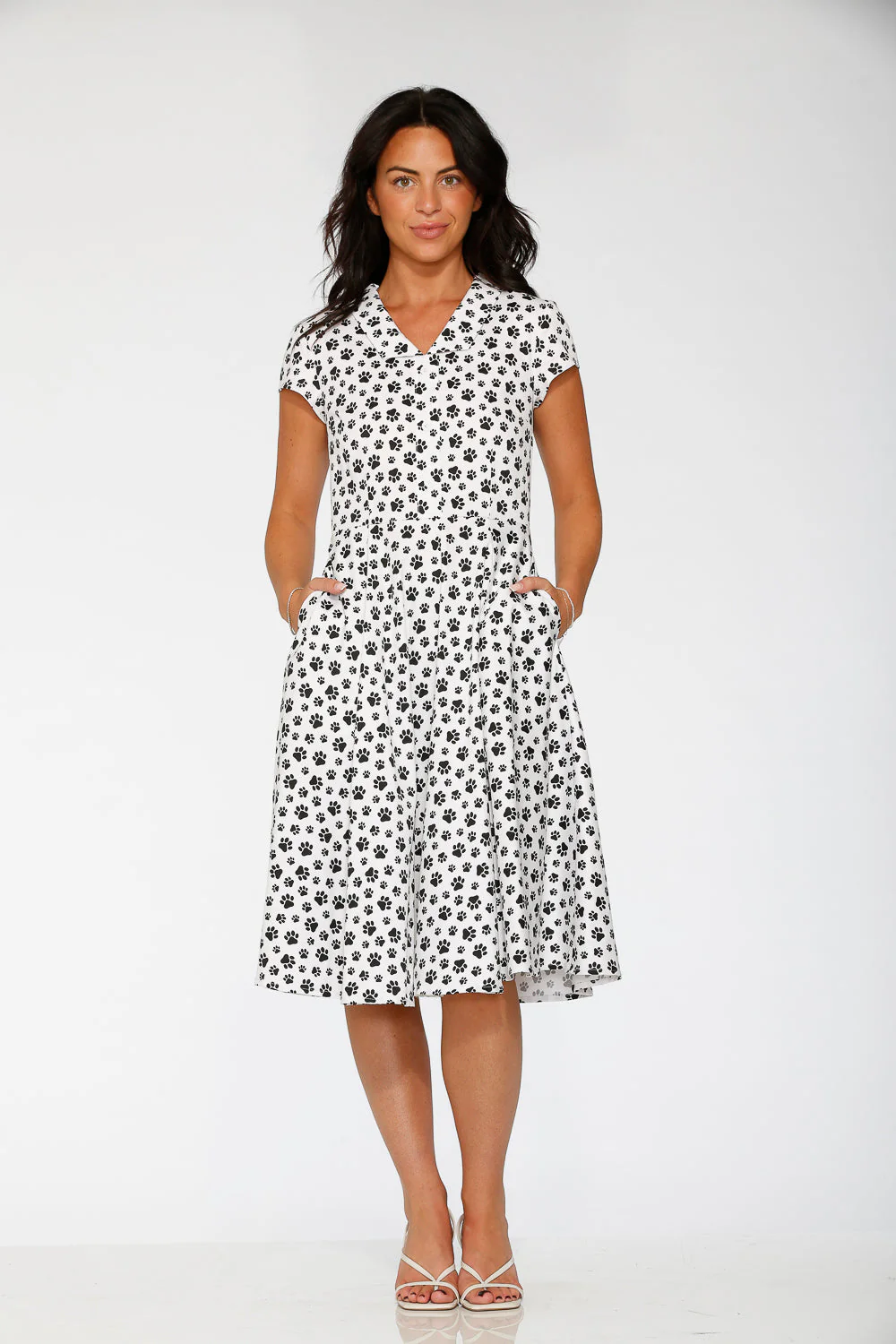 Cat Paw Swing Dress in White - Image 3