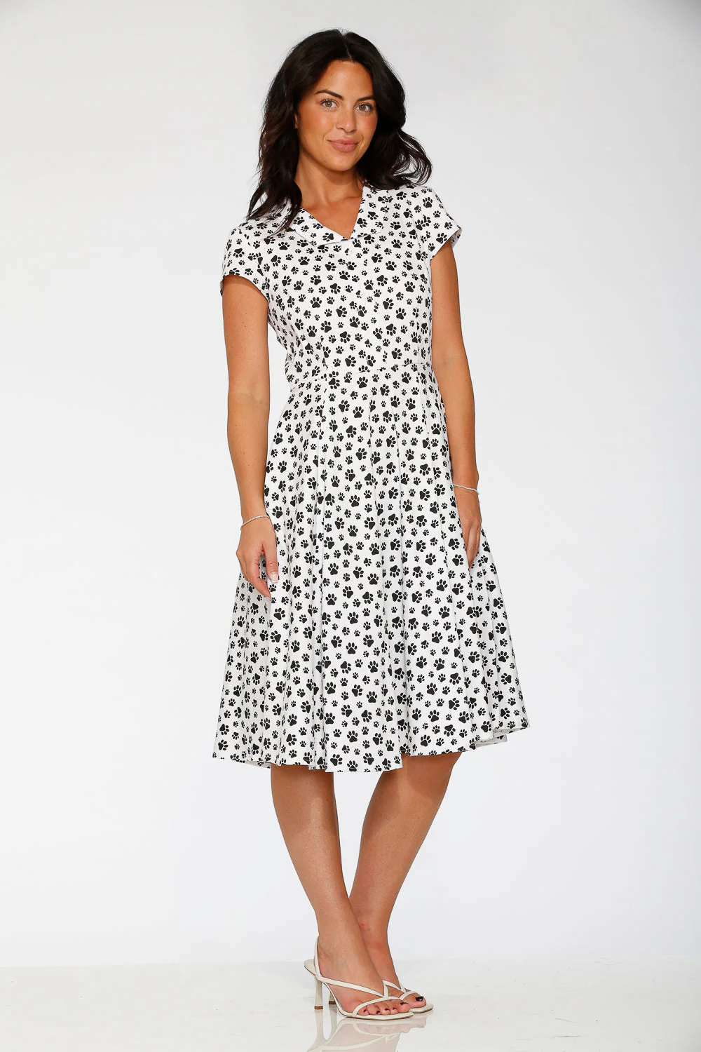 Cat Paw Swing Dress in White - Image 5