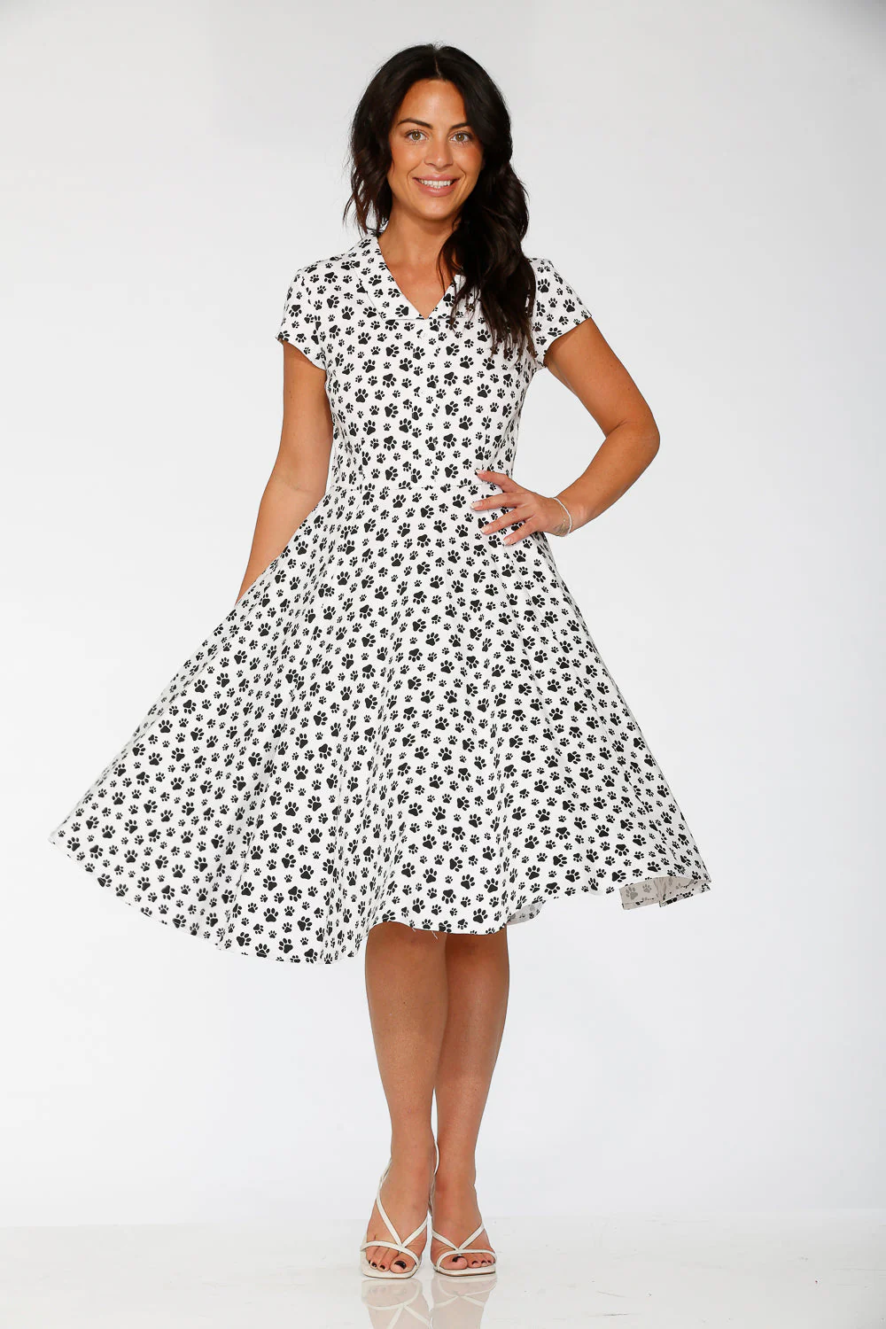 Cat Paw Swing Dress in White - Image 8