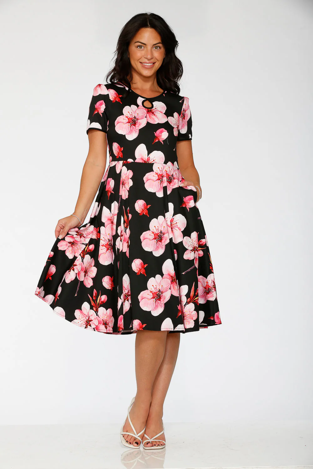 Black Orchid Bloom Swing Dress