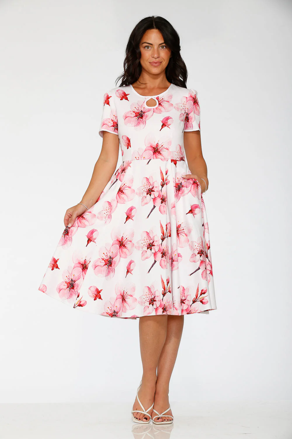 White Orchid Bloom Swing Dress - Image 4