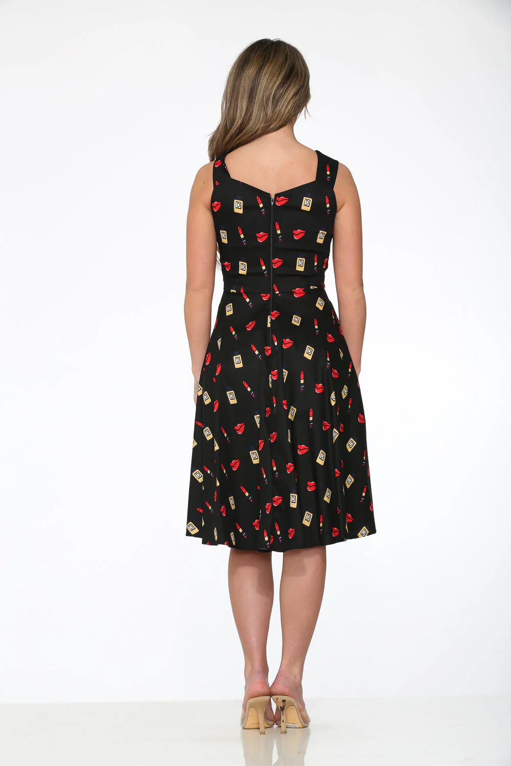 Black Red Lipstick Swing Dress - Image 8