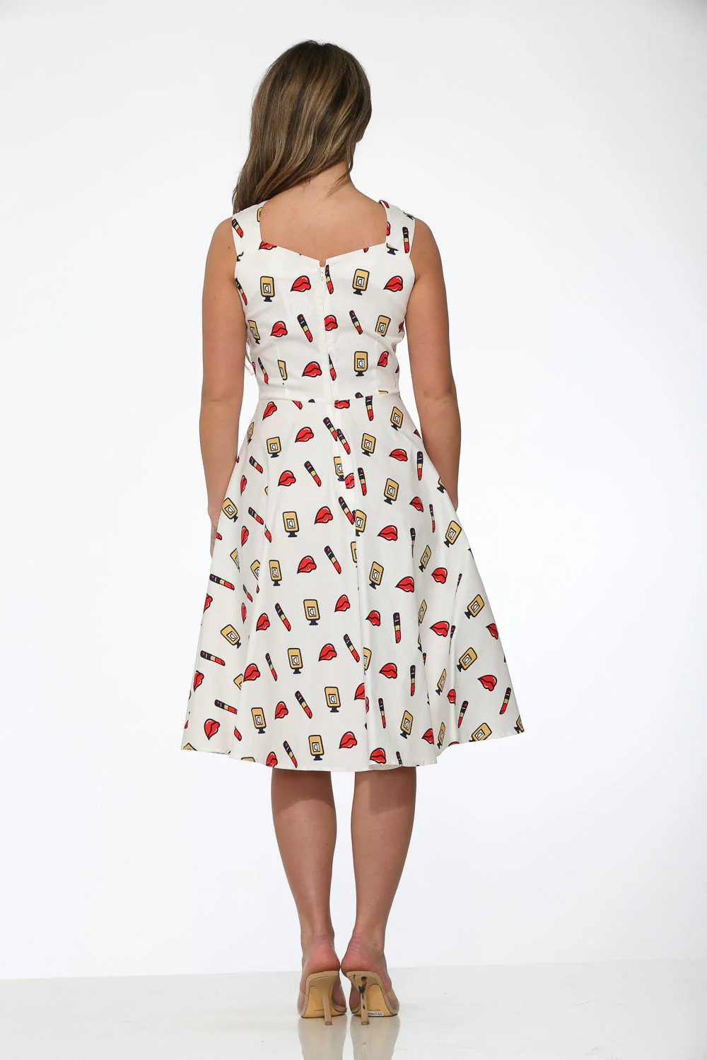 White Red Lipstick Swing Dress - Image 7