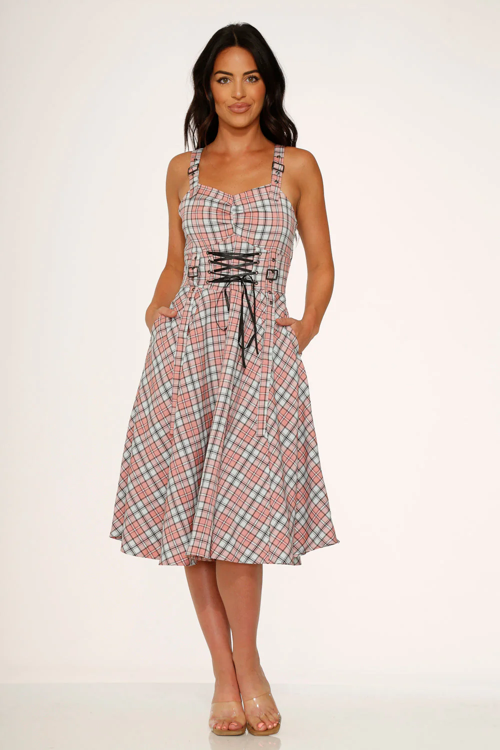 Pink Plaid Swing Dress - Image 2
