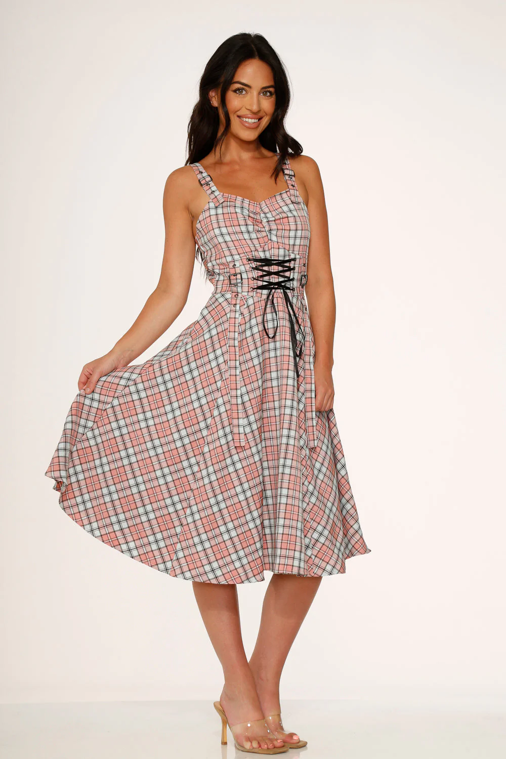 Pink Plaid Swing Dress - Image 3