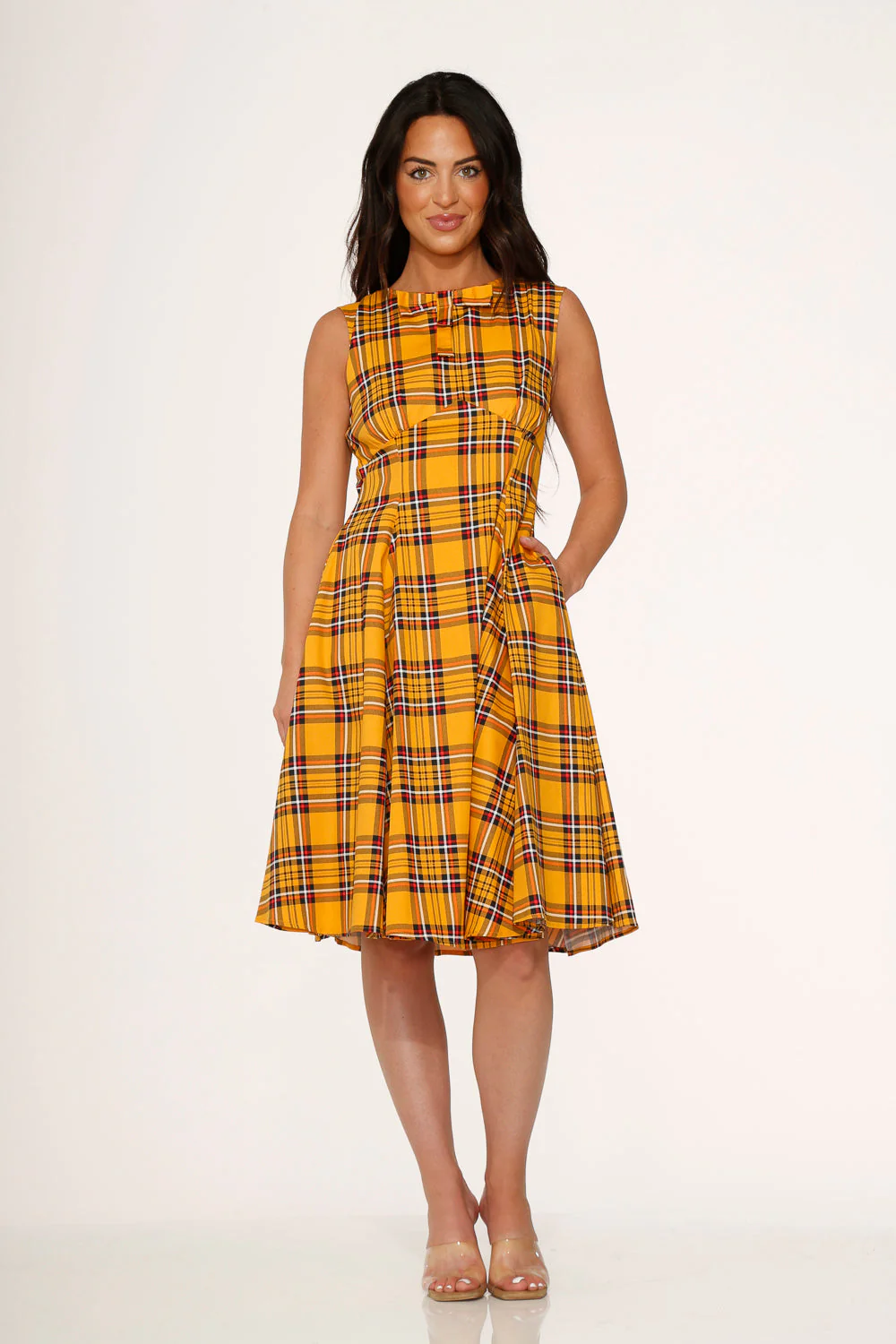 Yellow Plaid Swing Dress - Image 2