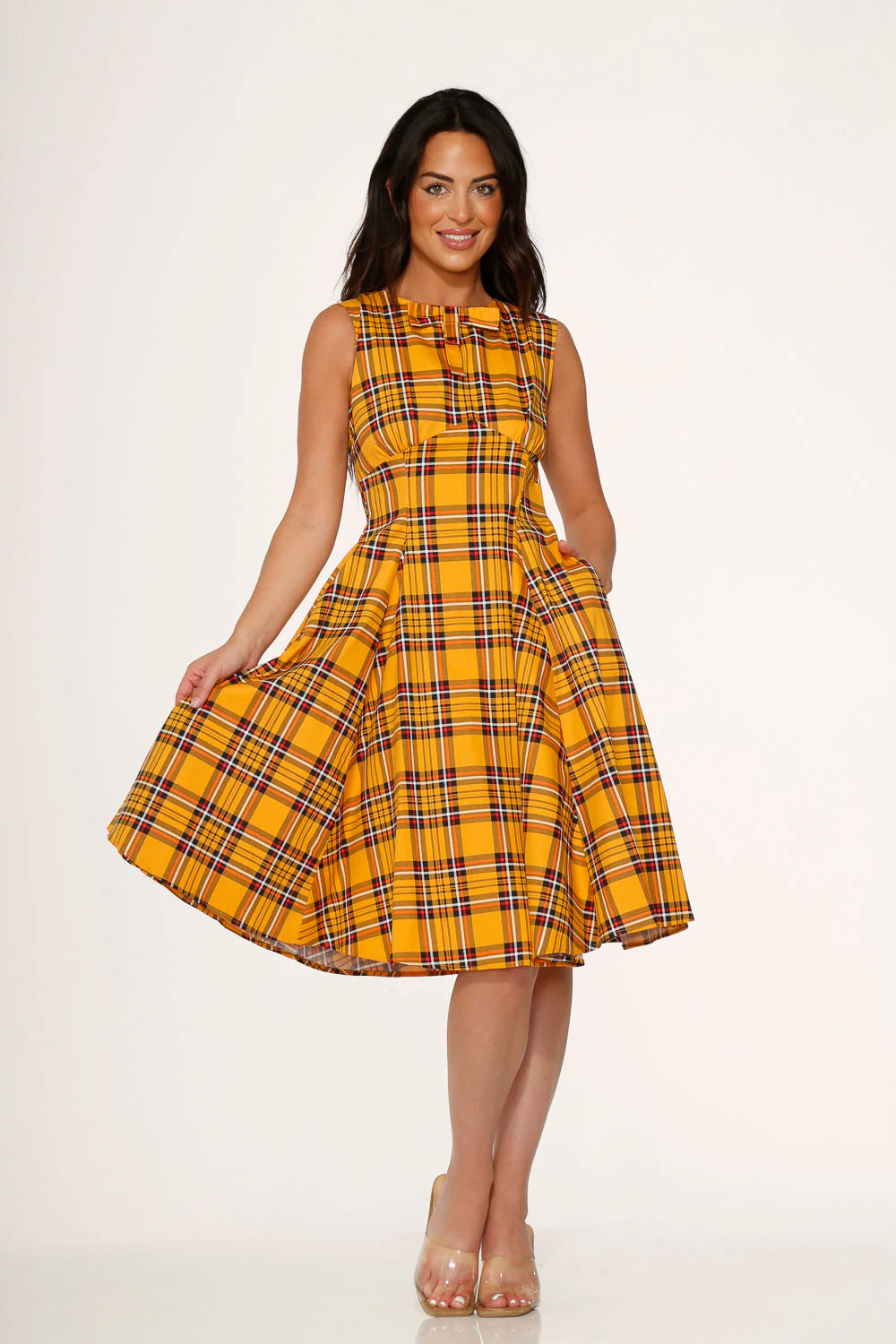 Yellow Plaid Swing Dress - Image 3