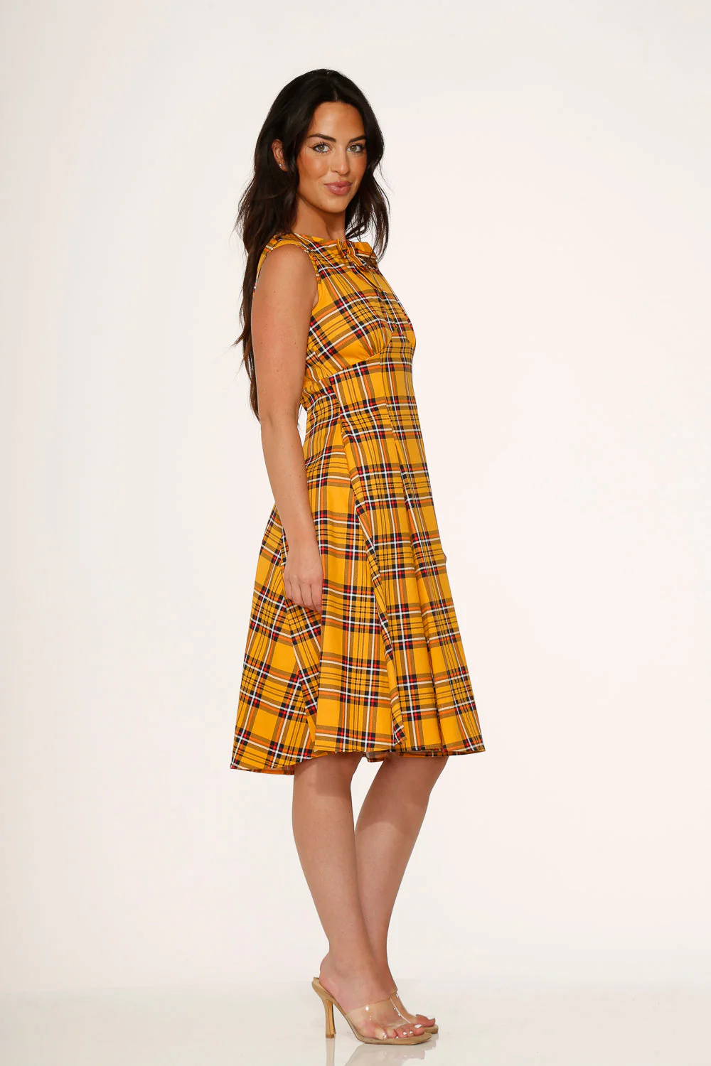 Yellow Plaid Swing Dress - Image 4