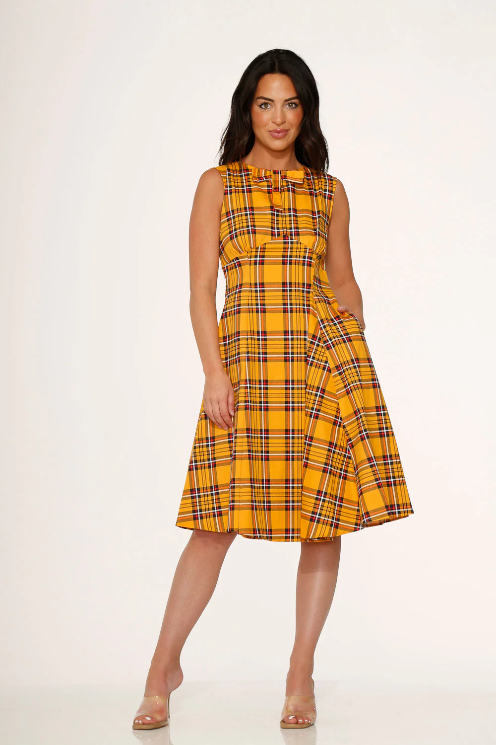 Yellow Plaid Swing Dress - Image 7