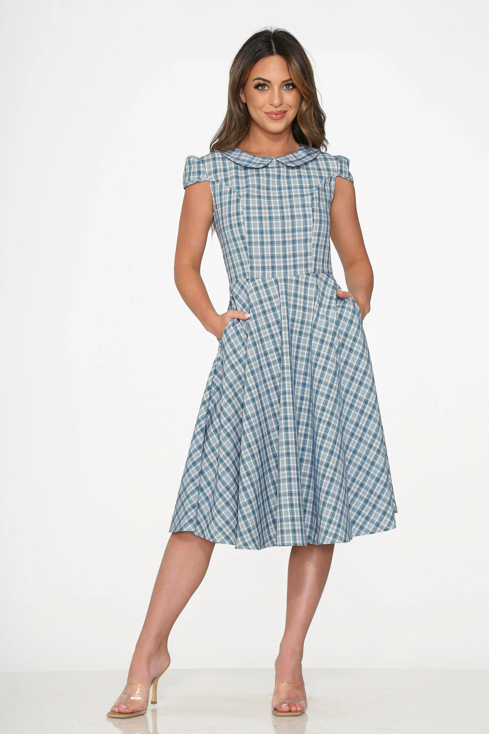 Blue Plaid Swing Dress - Image 3