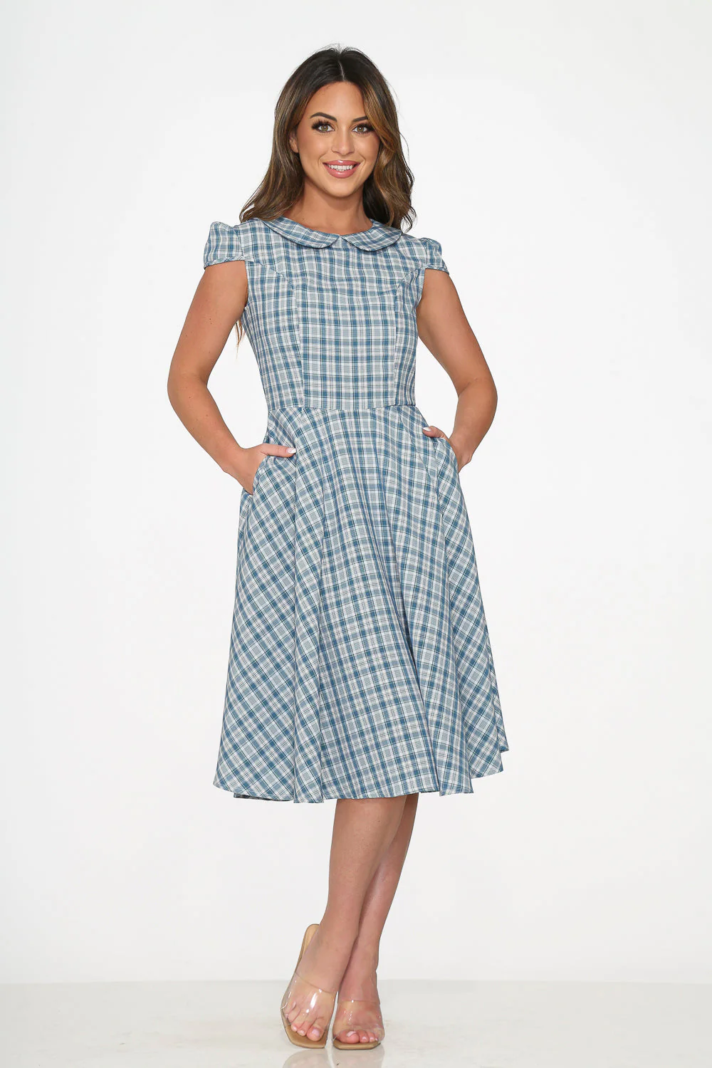 Blue Plaid Swing Dress - Image 4