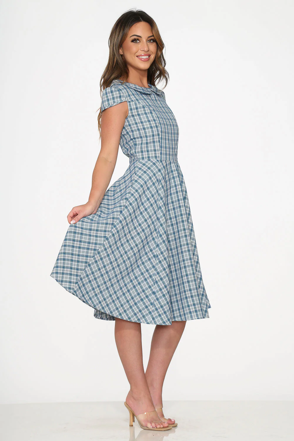 Blue Plaid Swing Dress - Image 5