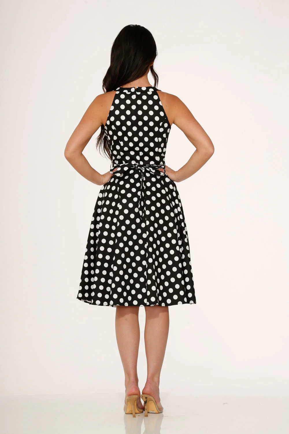 Black & White Polka Dot Swing Dress - Image 5