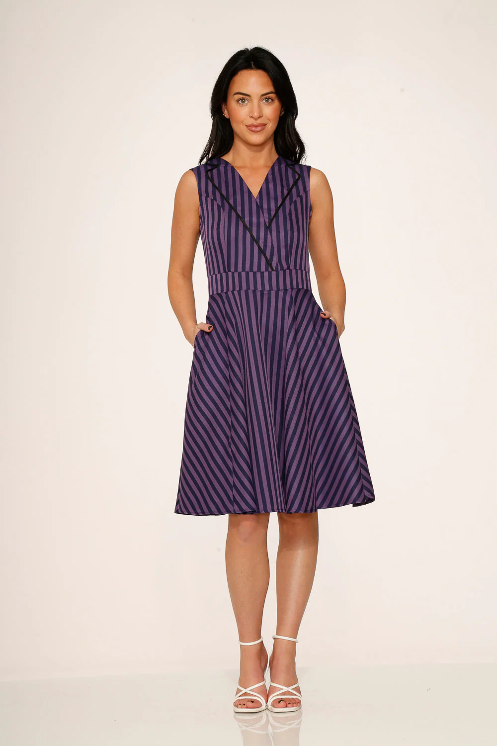 Black & Purple Stripe Swing Dress - Image 10
