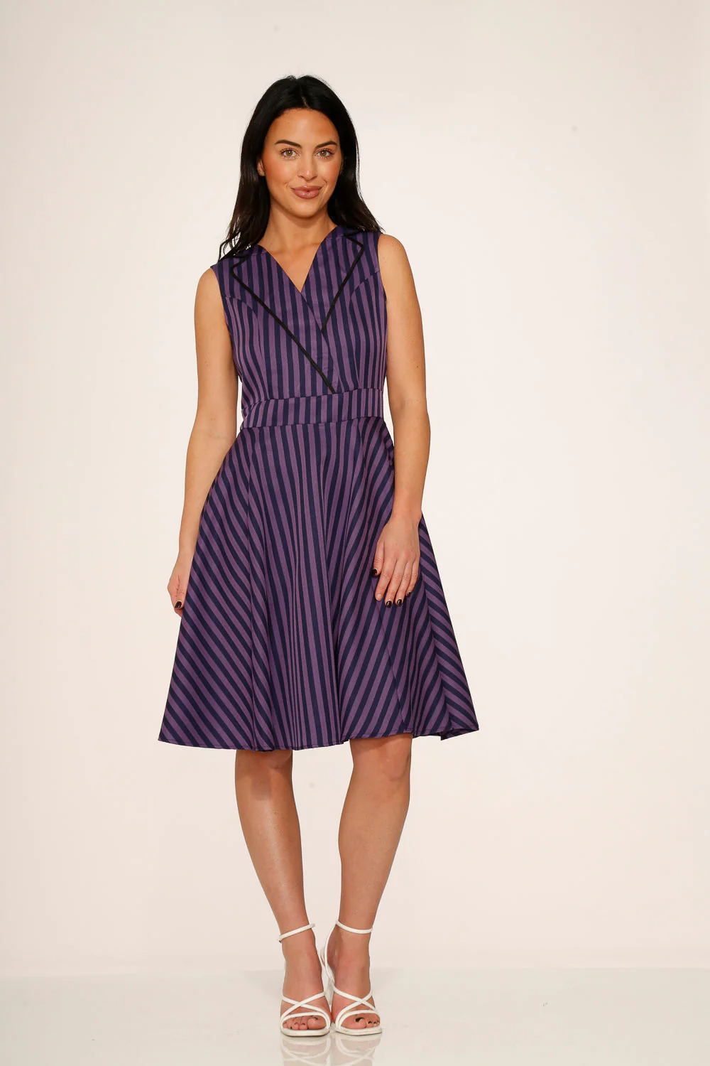 Black & Purple Stripe Swing Dress - Image 11