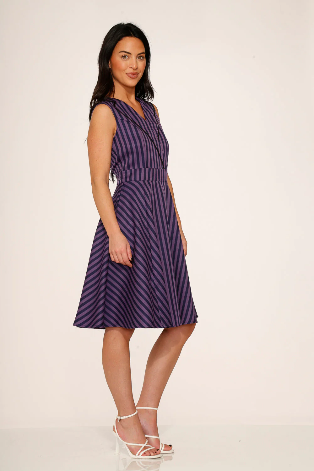 Black & Purple Stripe Swing Dress - Image 13