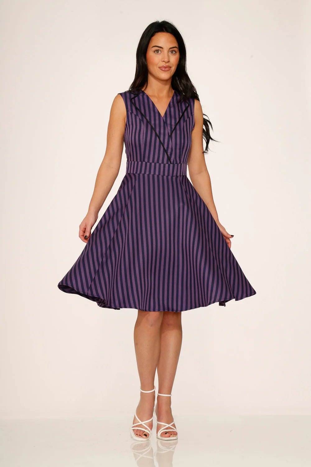 Black & Purple Stripe Swing Dress - Image 14