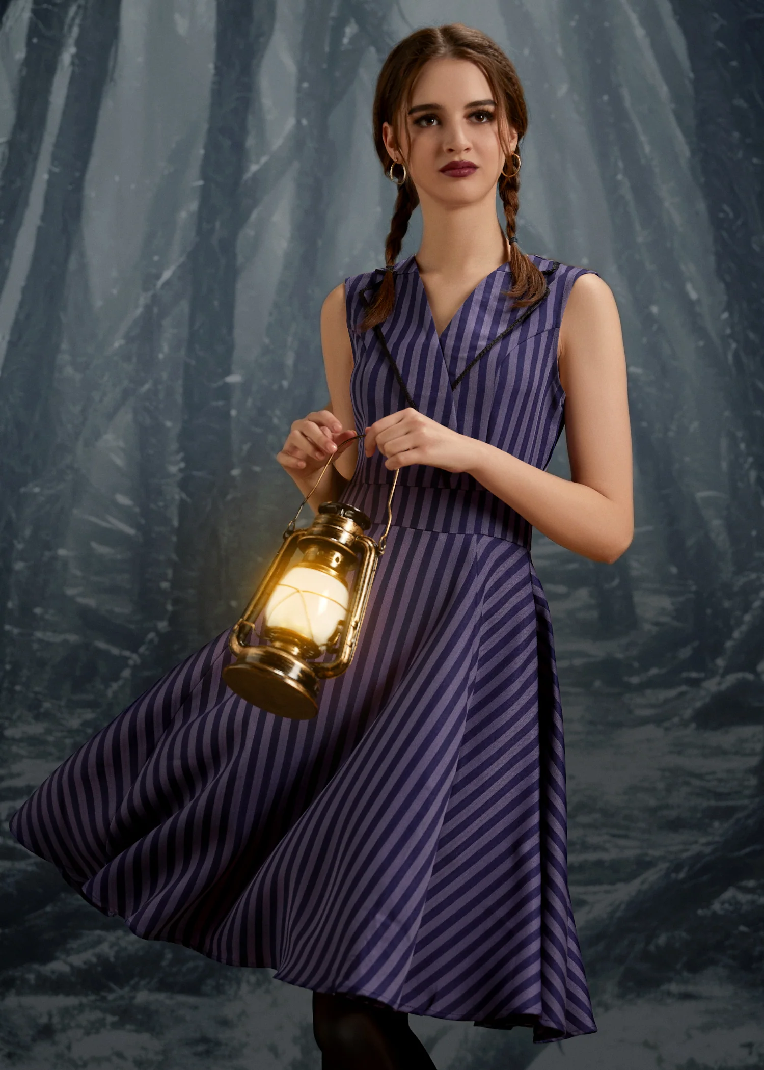 Black & Purple Stripe Swing Dress - Image 5