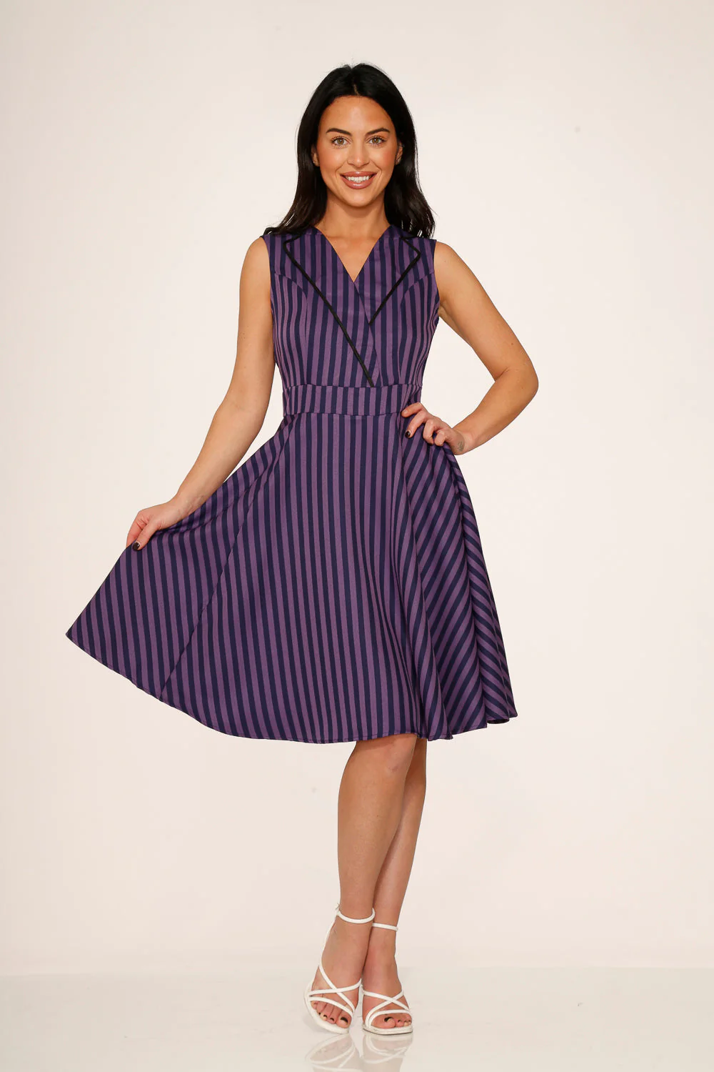 Black & Purple Stripe Swing Dress - Image 9