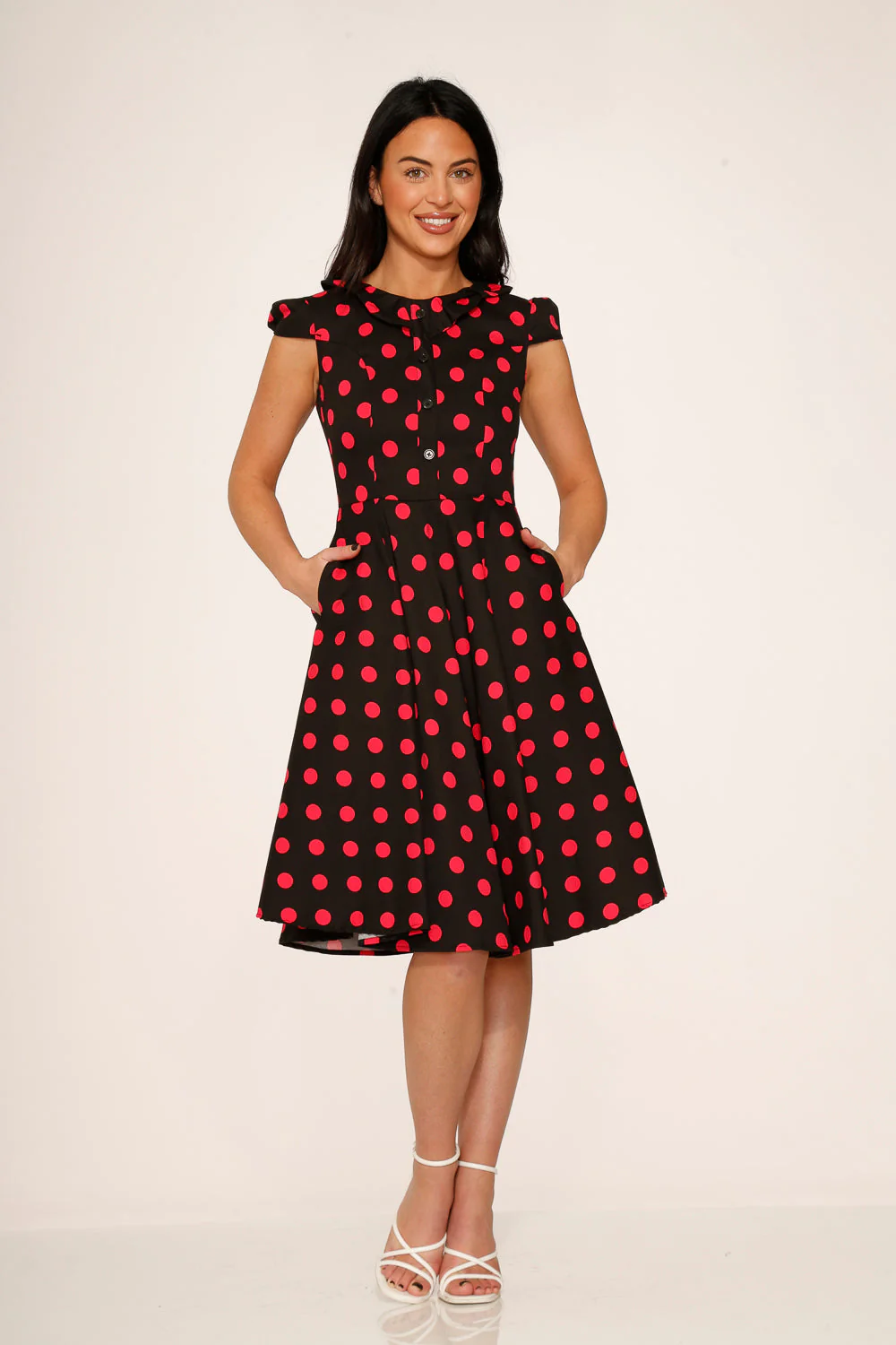 Black & Pink Polka Dot Swing Dress - Image 2
