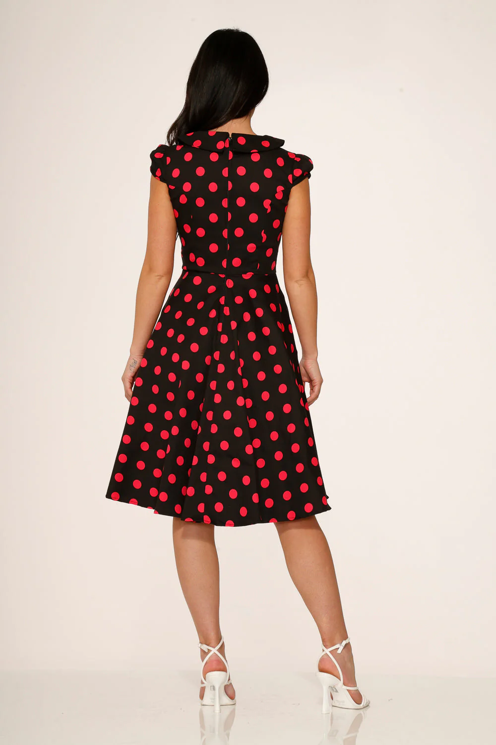 Black & Pink Polka Dot Swing Dress - Image 6