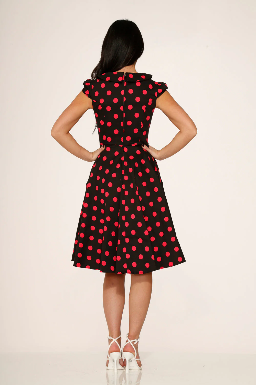 Black & Pink Polka Dot Swing Dress - Image 7
