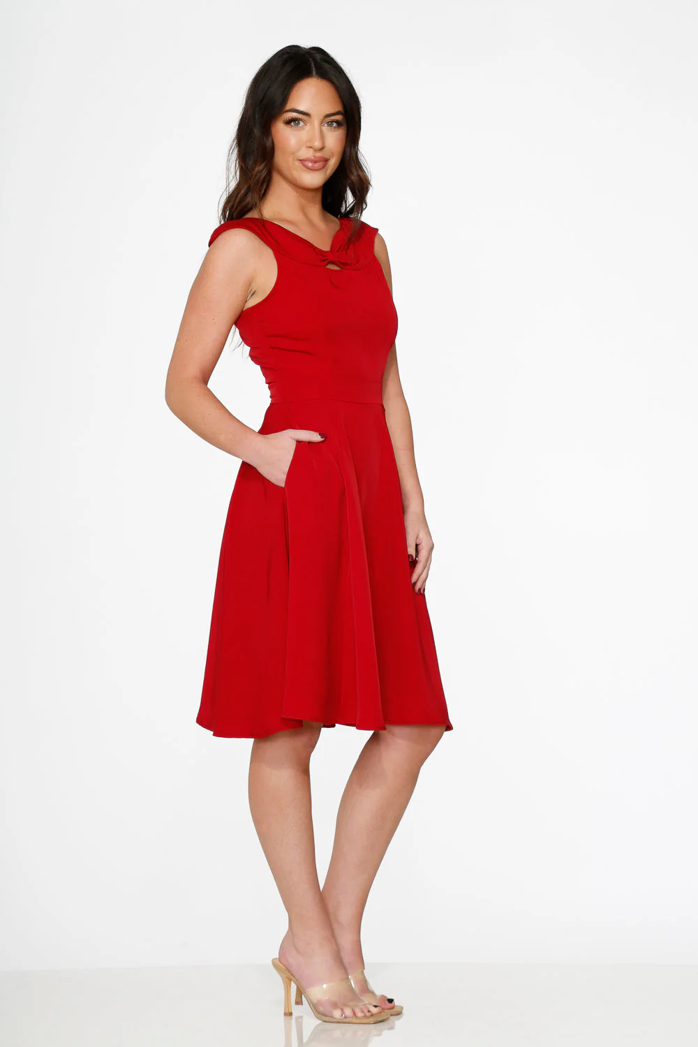 Red Occasional Swing Dress - Image 5