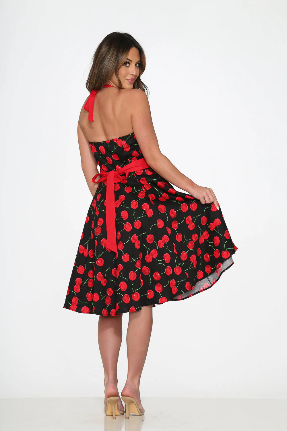 Black & Red Cherry Halter Dress - Image 10
