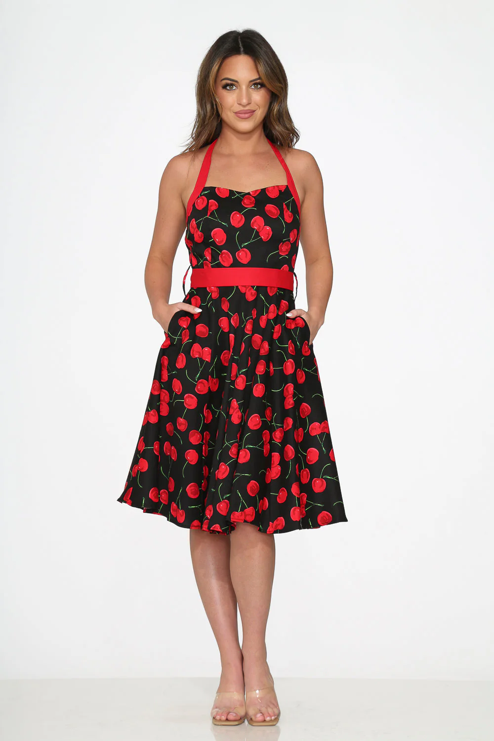 Black & Red Cherry Halter Dress - Image 5